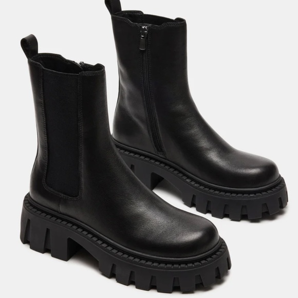 Steve Madden Charges Black Leather Size 9.5 - Picture 3 of 6